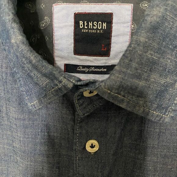 BENSON New York Men’s 100% Cotton Chambray Size L - Picture 3 of 9